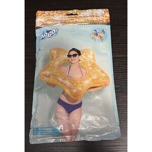 H2OGO! Glitter Fusion Star Swim Ring Float 36” Gold Glitter Pool Tube NEW Sealed